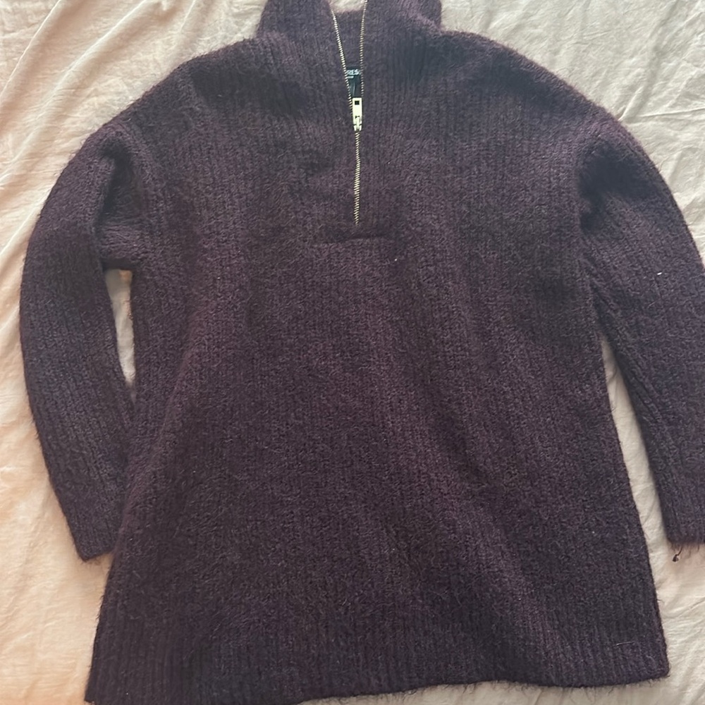 Express oversized maroon quarter zip sweater
